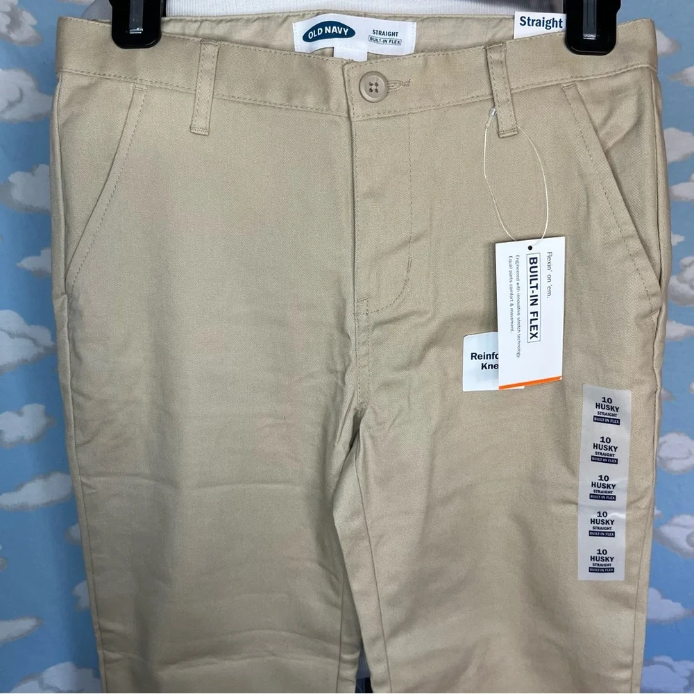 Old Navy Straight built-in flex uniform‎ pants khaki Size 10 husky